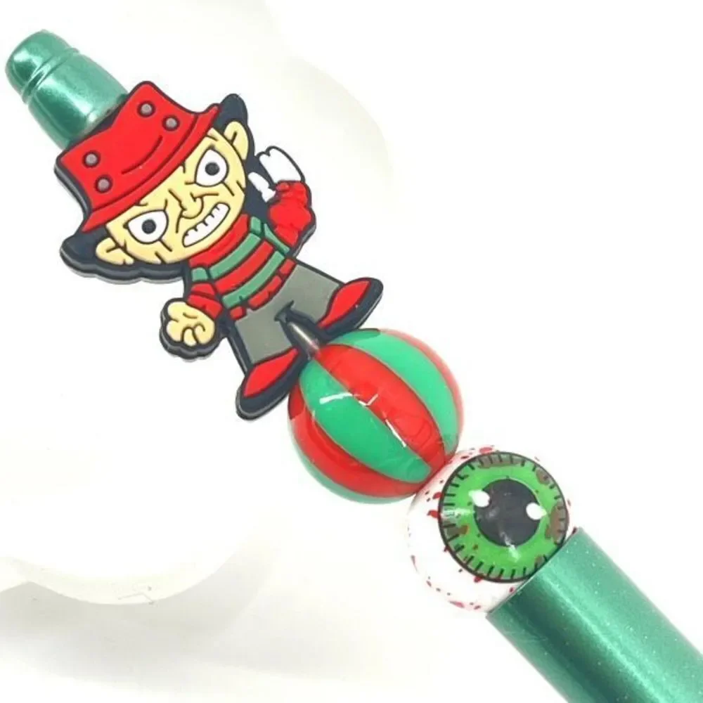 Freddie Freddy handmade pen NEW beads red white green striped stripes bloody eye